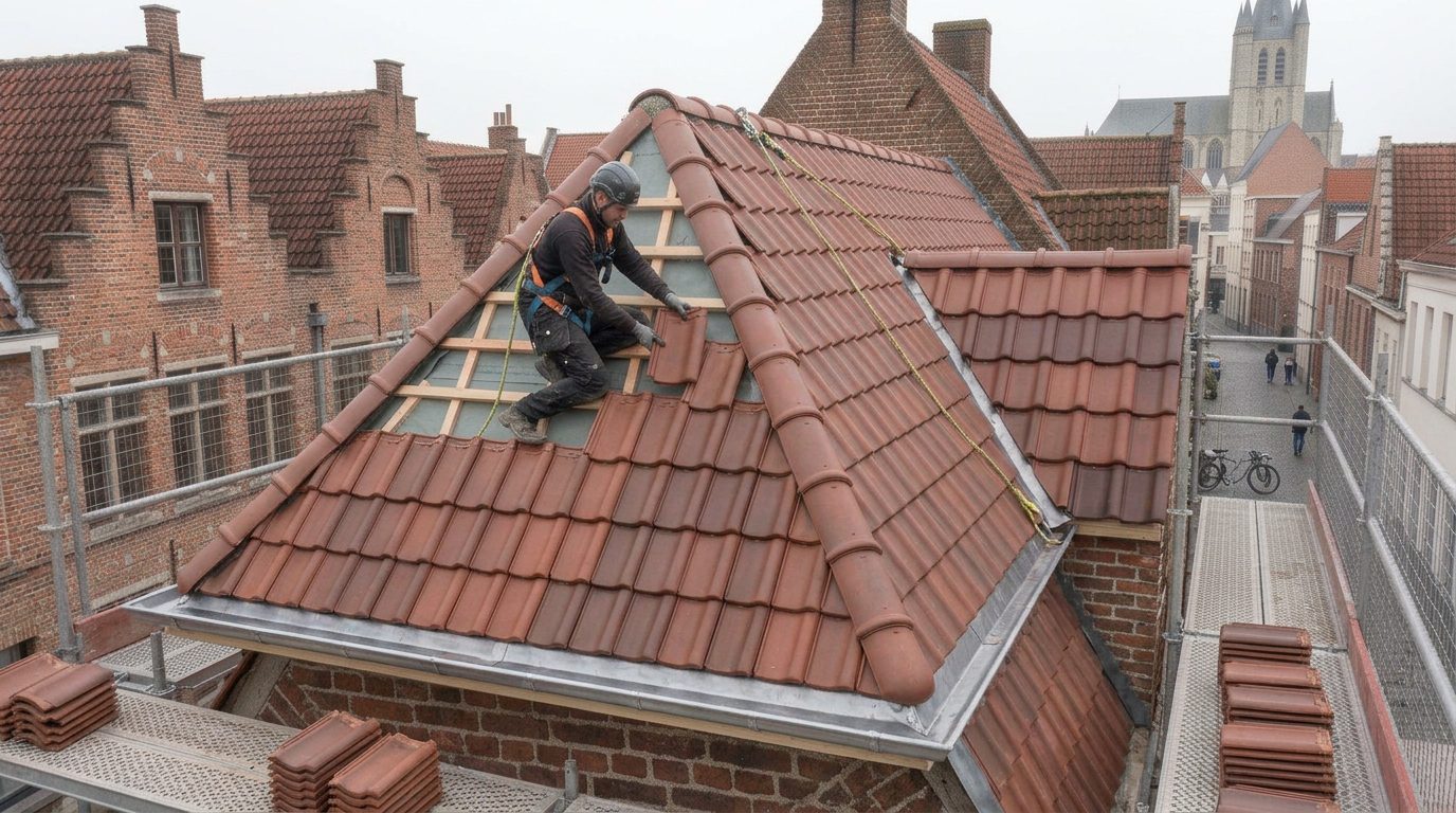 Nieuwe dakpannen plaatsen