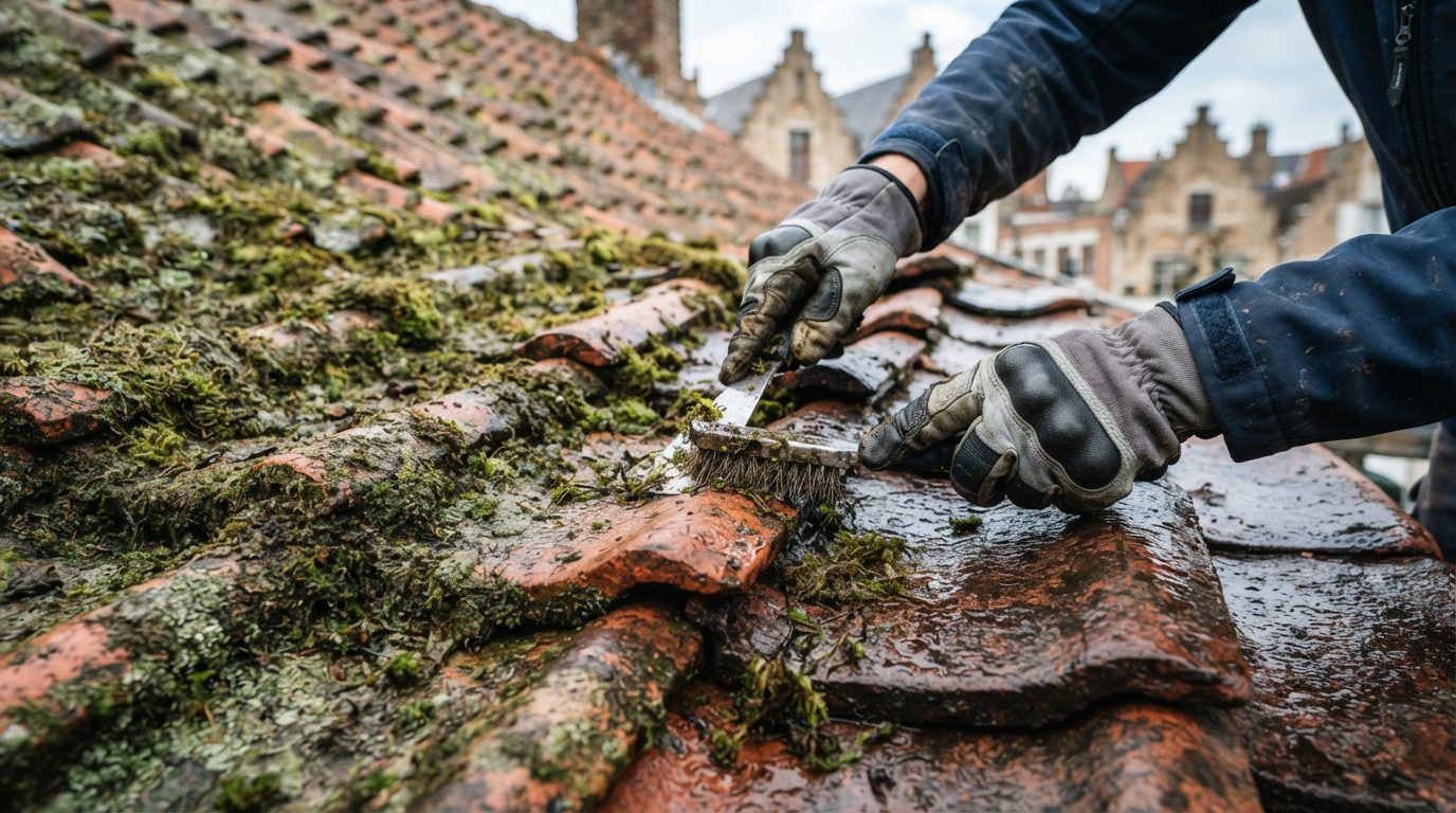 Stap 2 — Het aanwezige mos verwijderen