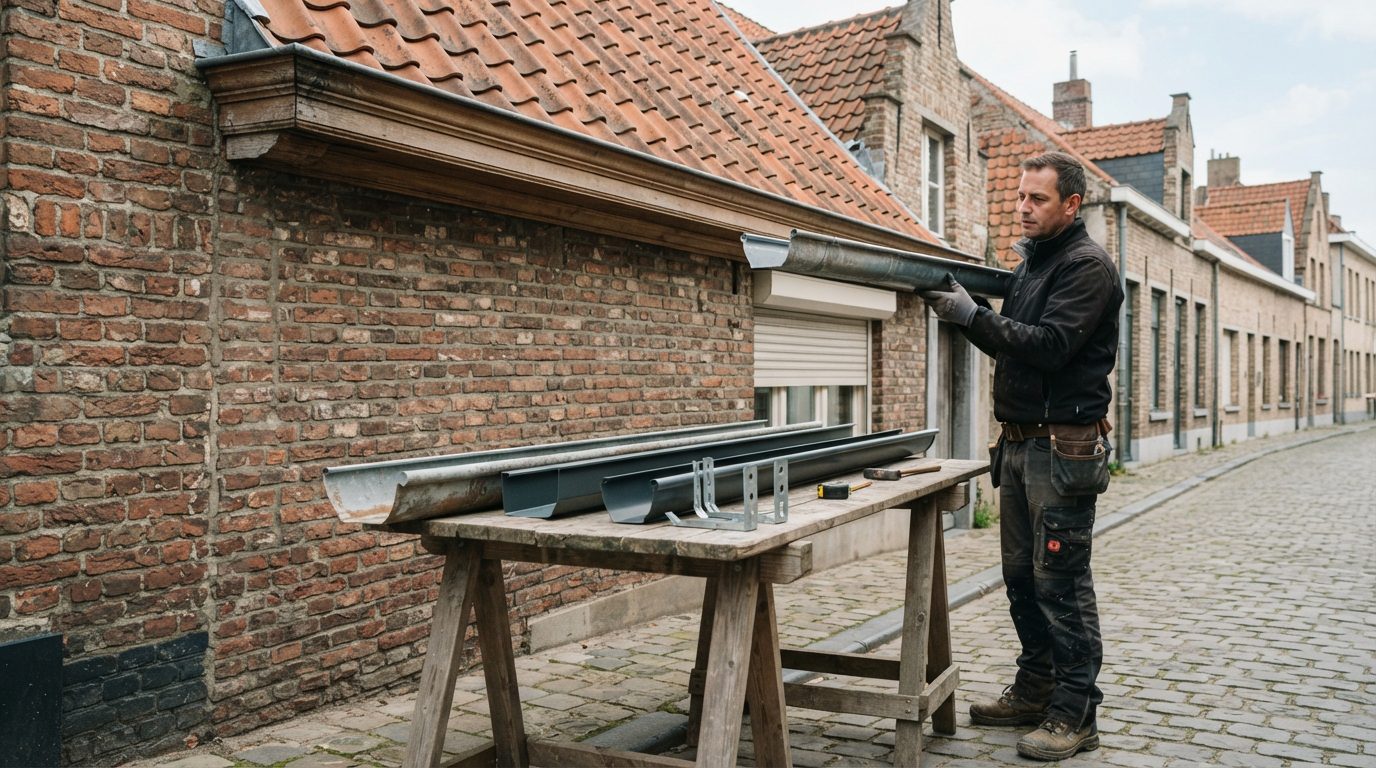 materiaal-gootprofiel-kiezen-gent Dakwerker vergelijkt verschillende materialen en profielen voor een nieuwe dakgoot.