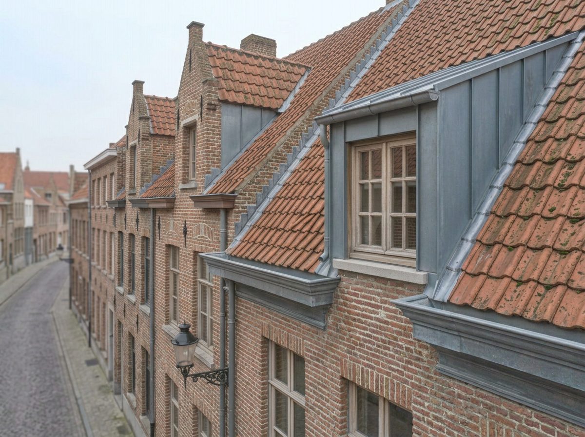 Dak- en zinkafwerking aan een historische stadswoning in Gent.